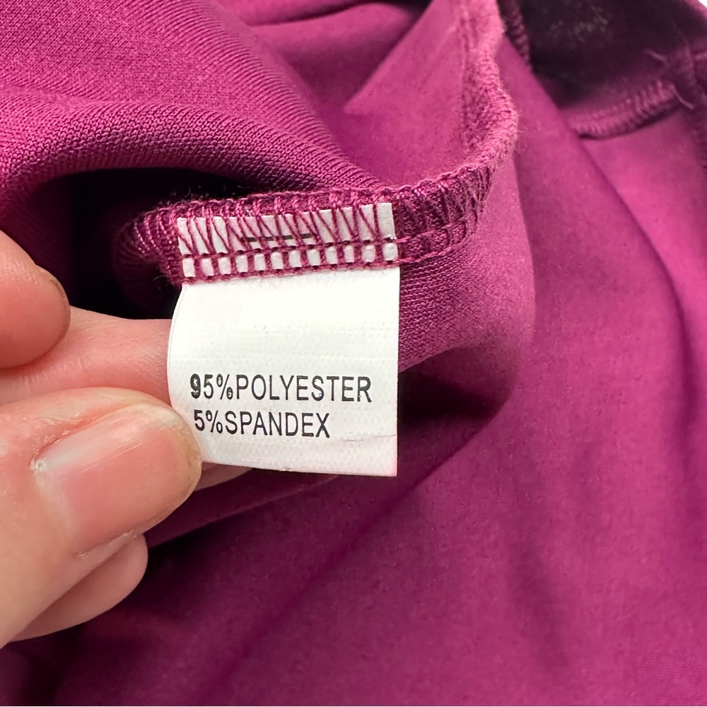 OTEN Burgundy Magenta Sleeveless Ruched Sheath Midi Dress Women’s Size Large - Picture 5 of 7